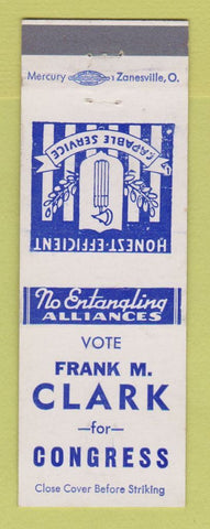 Matchbook Cover - Frank M Clark for Congress