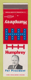 Matchbook Cover - Hubert H Humphrey for President 1968