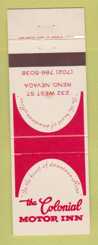 Matchbook Cover - Colonial Motor Inn Reno NV WEAR
