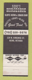 Matchbook Cover - Reno's Horseshoe Club Casino Reno NV