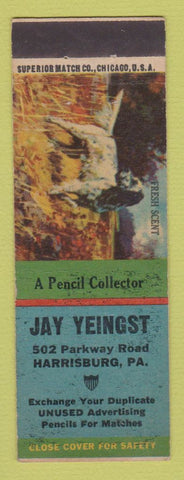 Matchbook Cover - Jay Yeingst Match Collector Harrisburg PA WWII WEAR