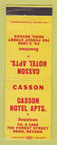 Matchbook Cover - Casson Hotel Apartments Reno NV WEAR