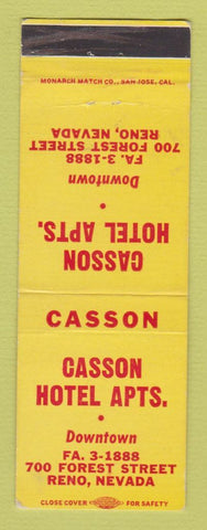 Matchbook Cover - Casson Hotel Apartments Reno NV WEAR