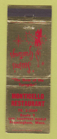 Matchbook Cover - Monticello Restaurant MA Christmas
