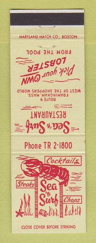 Matchbook Cover - Sea n Surf Restaurant Framingham MA