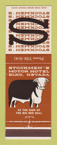 Matchbook Cover - Stockmen's Motor Hotel Elko NV Casino