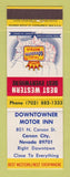 Matchbook Cover - Downtowner Motor Inn Carson City NV Best Western