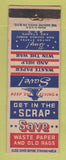 Matchbook Cover - WWII Save Scrap Diamond Match WEAR
