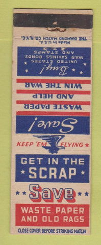 Matchbook Cover - WWII Save Scrap Diamond Match WEAR