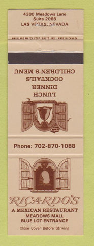 Matchbook Cover - Ricardo's Mexican Restaurant Las Vegas NV