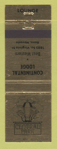 Matchbook Cover - Central Park Lodge Best Western Reno NV