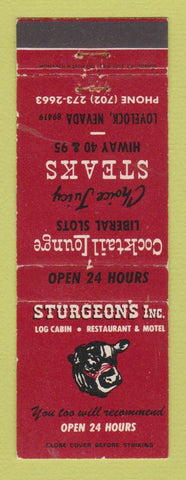 Matchbook Cover - Sturgeon's Restaurant Motel Lovelock NV WEAR