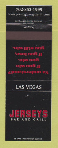 Matchbook Cover - Jerseys Bar Grill Las Vegas NV