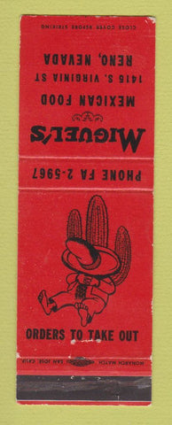 Matchbook Cover - Miguel's Mexican Food Reno NV WEAR
