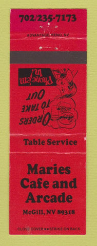Matchbook Cover - Maries Cafe Arcade McGill NV