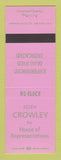 Matchbook Cover - Ellen Crowley House of Representatives Cheyenne WY PINK