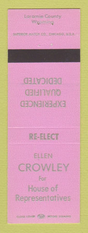 Matchbook Cover - Ellen Crowley House of Representatives Cheyenne WY PINK