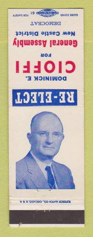 Matchbook Cover - Dominick Cioffi General Assembly Election New Castle PA