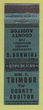 Matchbook Cover - Wm Trimbur County Auditor Election 1942 WEAR