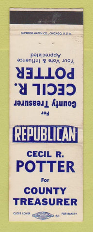 Matchbook Cover - Cecil Potter for County Treasurer