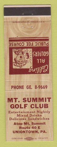 Matchbook Cover - Mount Summit Golf Club Uniontown PA