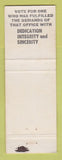Matchbook Cover - Dominick Cioffi General Assembly Election New Castle PA