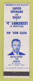Matchbook Cover - William Leckemby Judge of Orphan Court