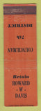 Matchbook Cover - Howard Davis Councilman Election WORN
