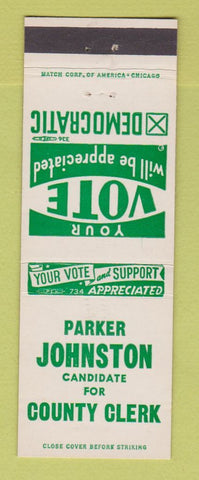 Matchbook Cover - Parker Johnson County Clerk Election