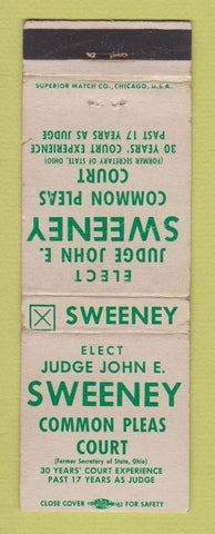 Matchbook Cover - Judge John Sweeney Common Pleas Court Election WEAR