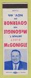Matchbook Cover - Arthur McGonigle for Governor PA Pennsylvania