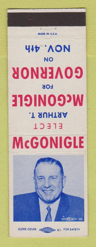 Matchbook Cover - Arthur McGonigle for Governor PA Pennsylvania