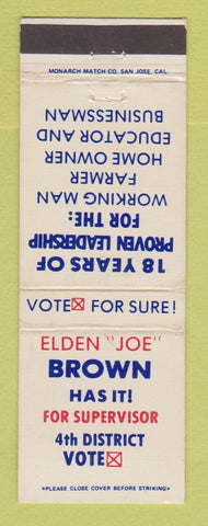 Matchbook Cover - Elden Brown For Supervisor Election WEAR