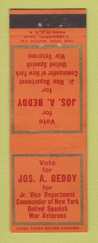 Matchbook Cover - Jos Beddy Jr Vice Department Commander Election