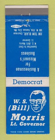 Matchbook Cover - WS Bill Morris Lieutenant Governor Election MO Missouri