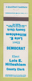 Matchbook Cover - Lois E Hilleshiem County Clerk Waukesha WI
