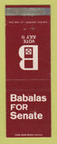 Matchbook Cover - Peter Babalas for Senate Election VA Virginia WEAR