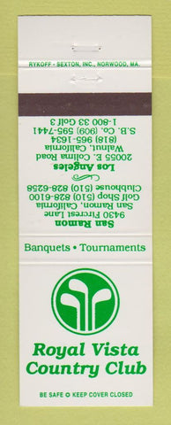 Matchbook Cover - Royal Vista Country Club San Ramon Walnut CA