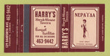 Matchbook Cover - Harry's Steak House Tavern Toronto ON WEAR 30 Strike