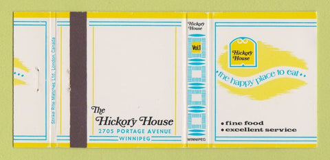 Matchbook Cover - The Hickory House Winnipeg MB restaurant 30 Strike