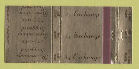 Matchbook Cover - 34 Echange Portland ME restaurant UNCUT 10 Strikes WEAR