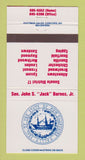 Matchbook Cover - Jack Barnes NH Senator Christa McAuliffe NASA 30 Strike