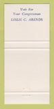 Matchbook Cover - Leslie Arends Congress IL Illinois 30 Strike