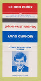 Matchbook Cover - Richard Guay Election QC Quebec SAMPLE 30 Strike