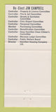 Matchbook Cover - Jim Campbell Controller Hamilton ON 30 Strike