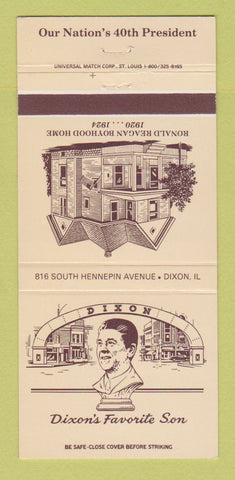 Matchbook Cover - Dixon National Bank IL Ronald Reagan 30 Strike