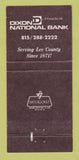 Matchbook Cover - Dixon National Bank IL Ronald Reagan 30 Strike