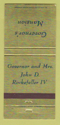 Matchbook Cover - Governor's Mansion John Rockefeller WV West Virginia 30 Strike