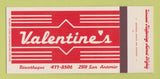 Matchbook Cover - Valentine's San Antonio TX Disco SAMPLE 30 Strike