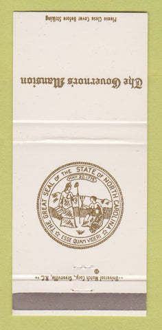 Matchbook Cover - Governor's Mansion NC North Carolina 30 Strike